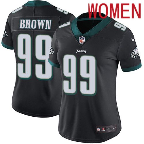 Women Philadelphia Eagles #99 Jerome Brown Nike Black Vapor Limited NFL Jersey->women nfl jersey->Women Jersey